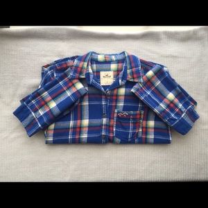 Hollister Blue, Red, Yellow Flannel size S